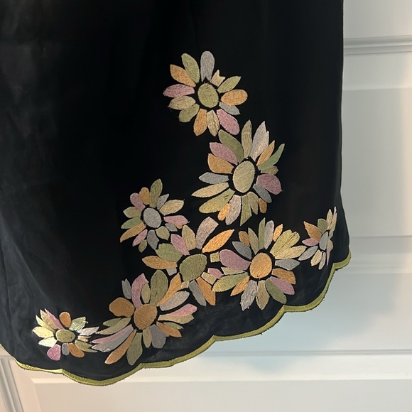 Jessica Howard black floral embroidered halter dress linen blend lined size 12 - Picture 3 of 16